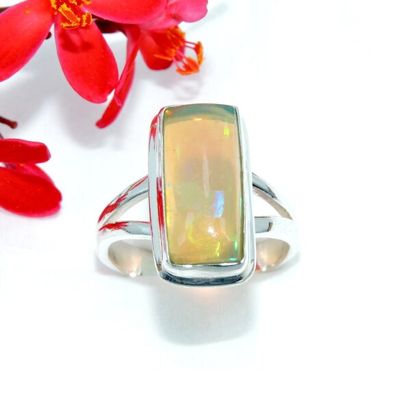 Ethiopian opal Gemstone Ring, Opal 925 Sterling Silver Ring, Natural Opal Ring - Picture 2 of 6